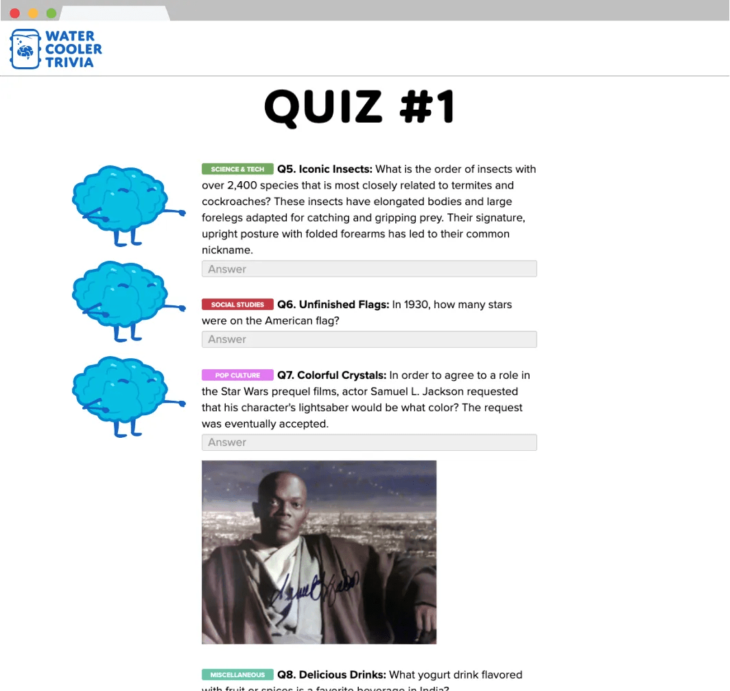 Water Cooler Trivia How it works